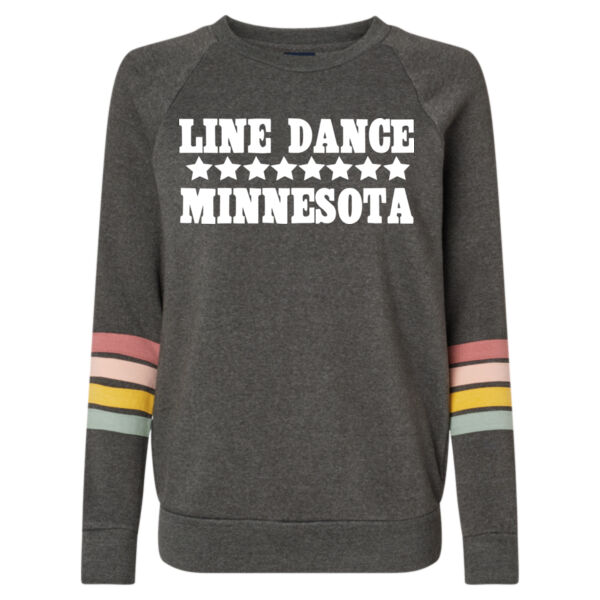   - Women's Striped Sleeves Crewneck Sweatshirt Thumbnail